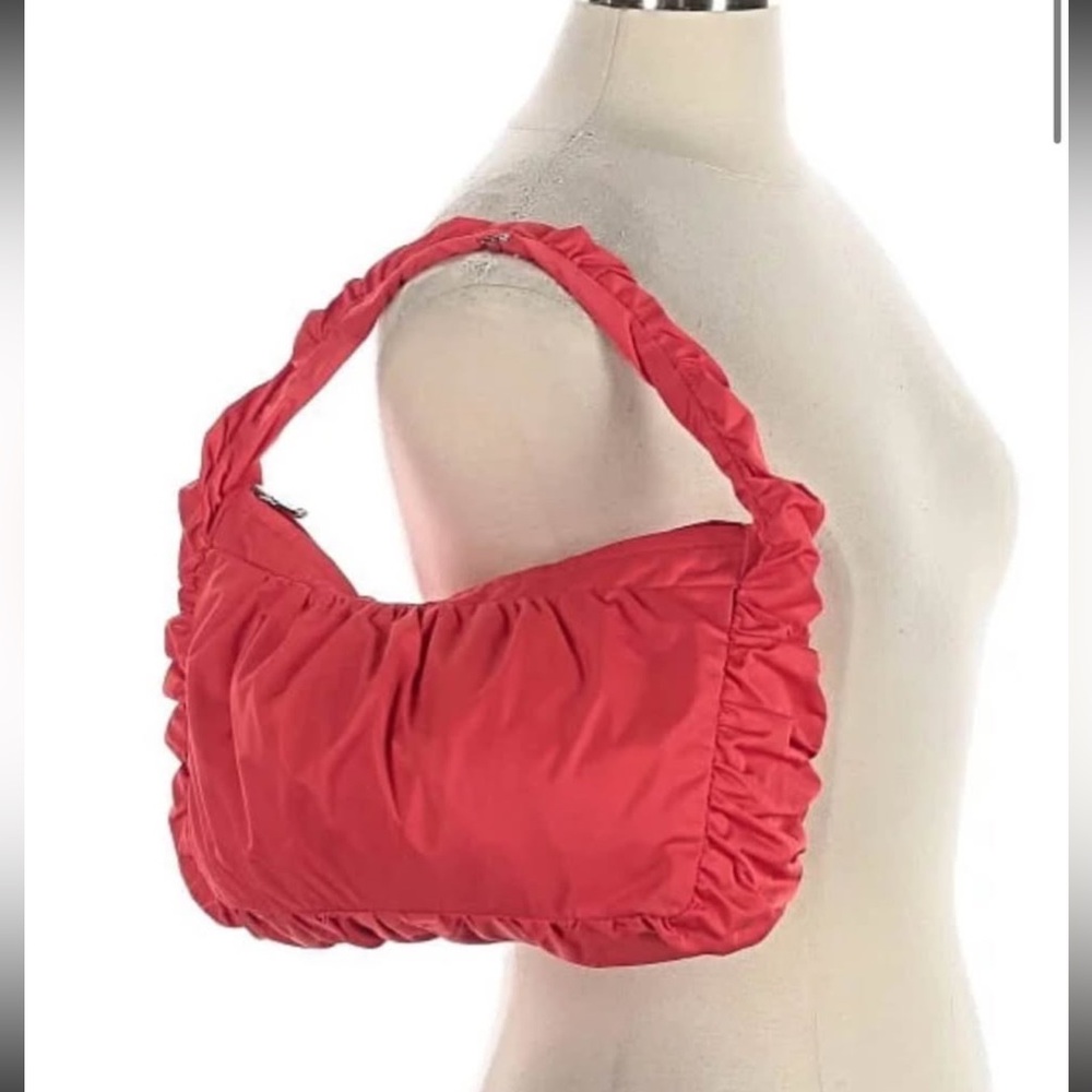 Red Women's Ruched Shoulder Bag - Stylish Everyday Handbag